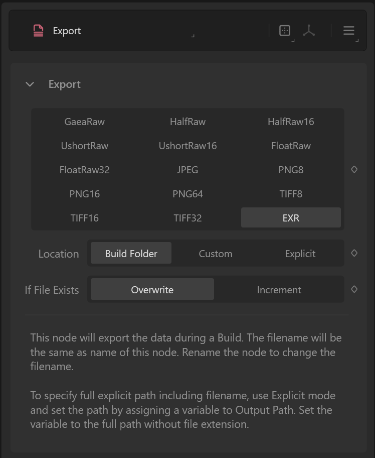 Export node for Bitmap export