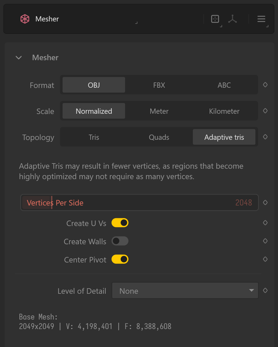 Mesher node properties