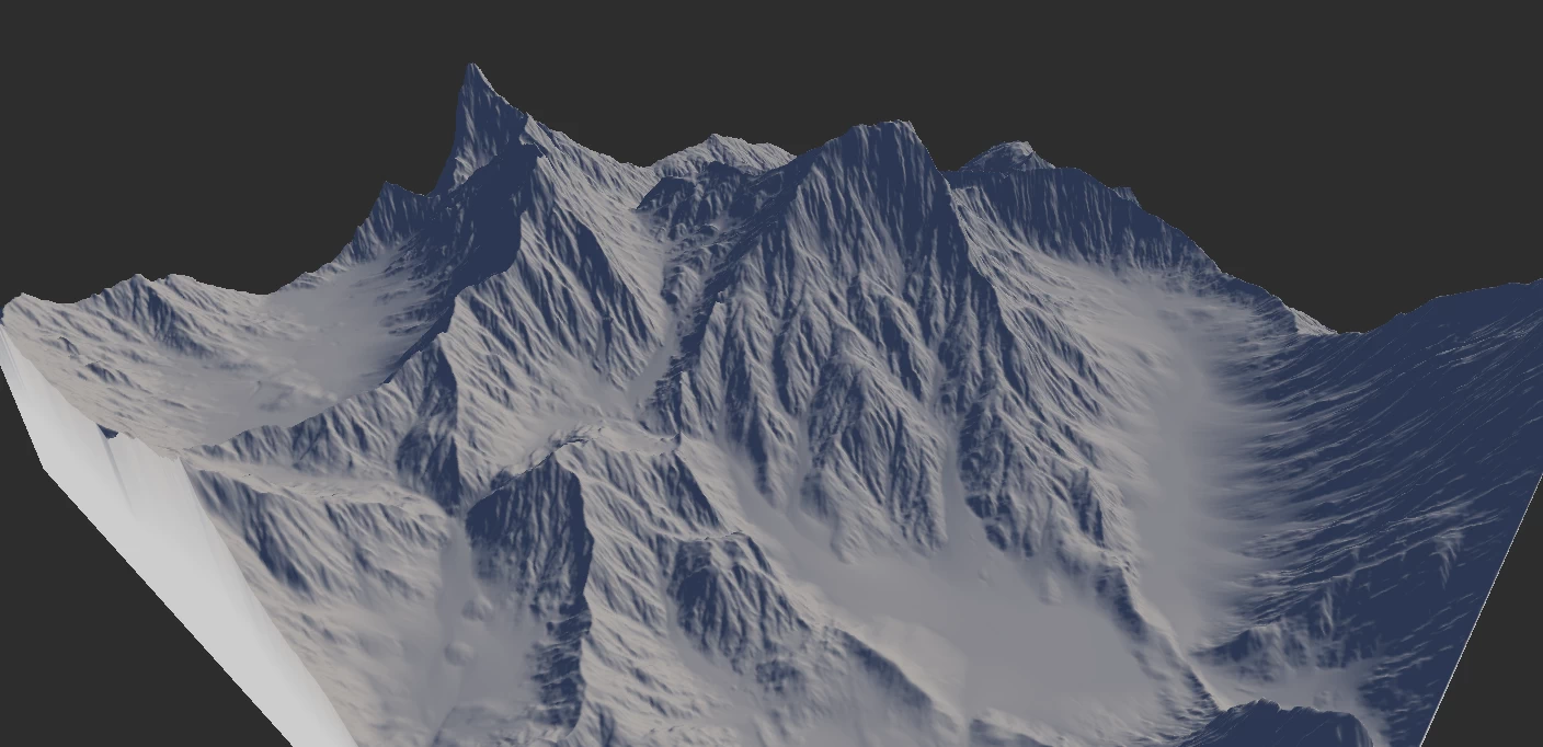 High downcutting with medium Inhibition creates lots of deep fluvial grooves, as well as excess sediments that flow downslope.