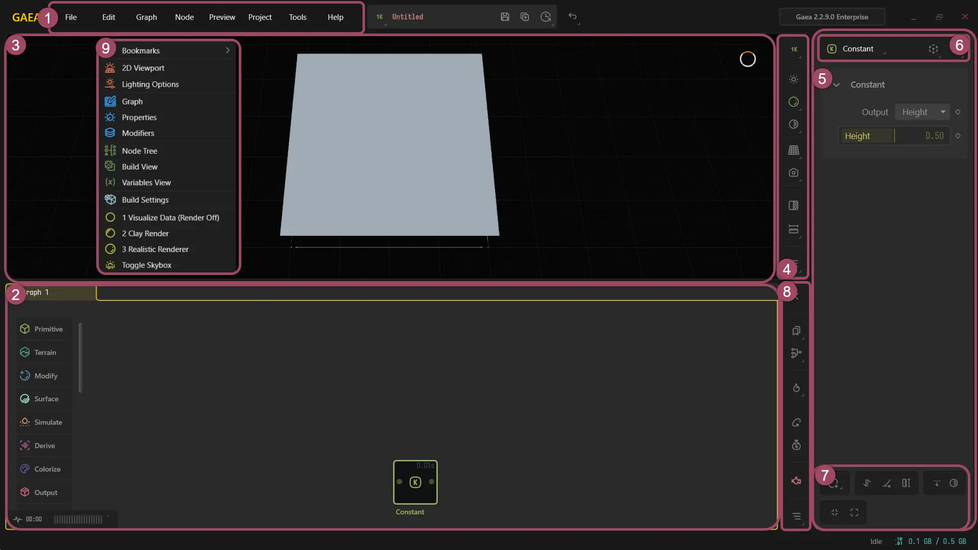 Annotated Gaea interface map